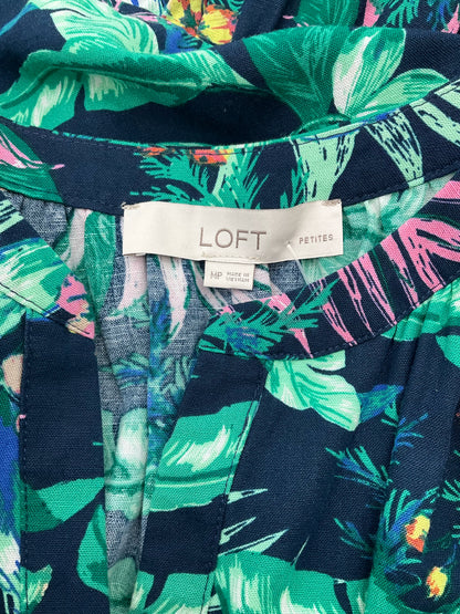 Loft Navy/Teal/Pink/Orange Floral Navy/Teal/Pink/Orange Floral Pre-Owned Ladies Dress - Size Medium Petite - Size mp