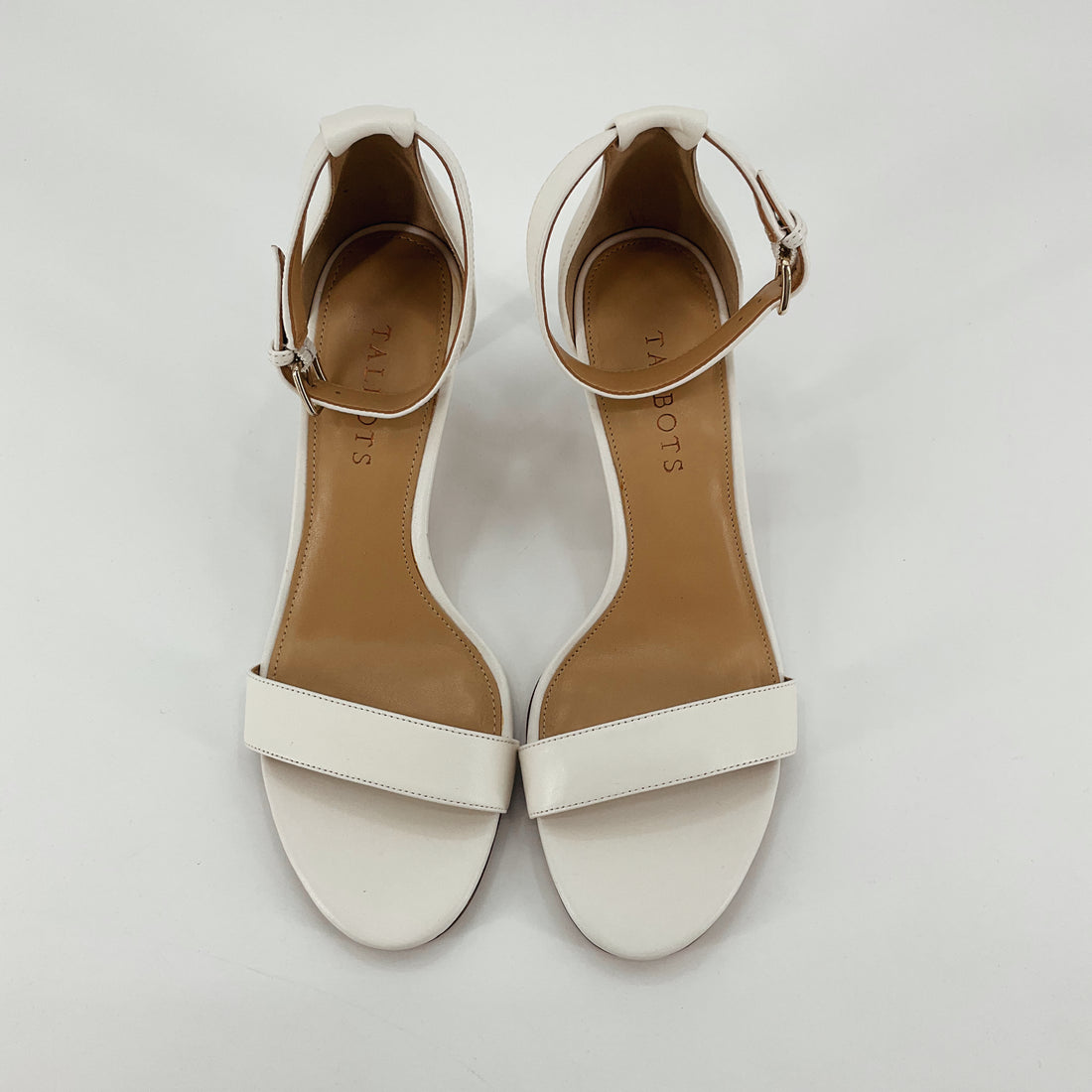 Talbots Isa Ankle Strap Stacked Heel Sandals White Ivory NWT Size 7.5