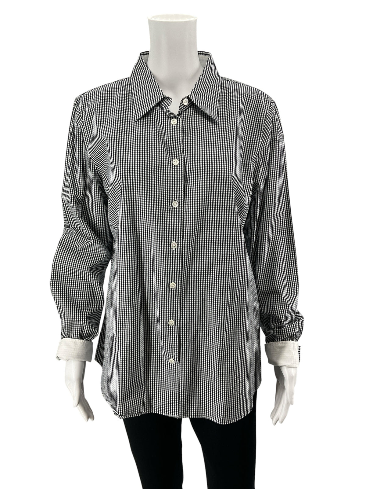 J.Crew Haberdashery Navy &amp; White Gingham Button-Down Casual Top - Size XL - ONLINE ONLY