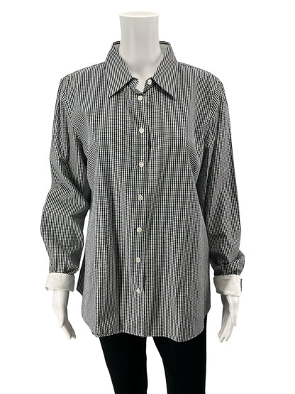 J.Crew Haberdashery Navy &amp; White Gingham Button-Down Casual Top - Size XL - ONLINE ONLY