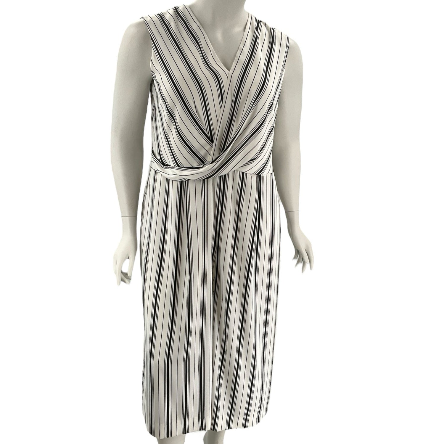 Joseph Ribkoff White/Black Stripe Pre-Owned Ladies Jumpsuit - Size 20 - Margaret’s Fine Consignment