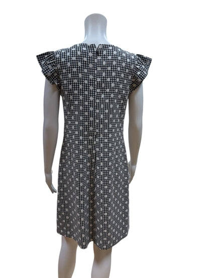ELLE white/blue Sheath Blue &amp; White Gingham Ruffle Sleeve Sheath Dress Size Small - Size S