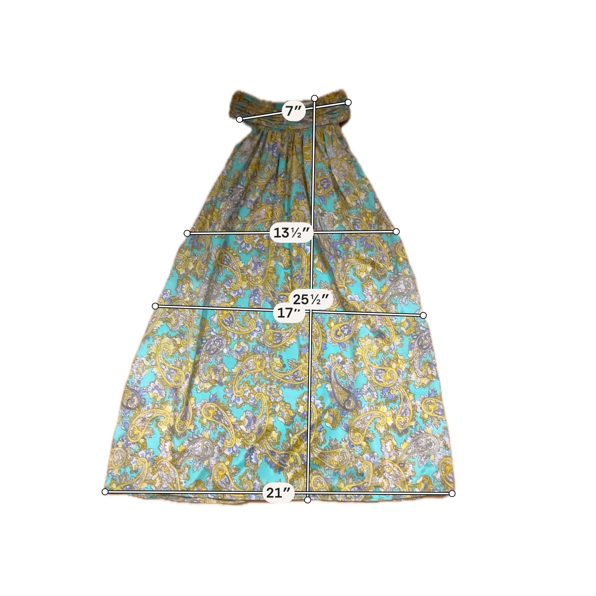 Chelsea &amp; Theodore Green Yellow Paisley 2-Piece Maxi Skirt Set Size Large