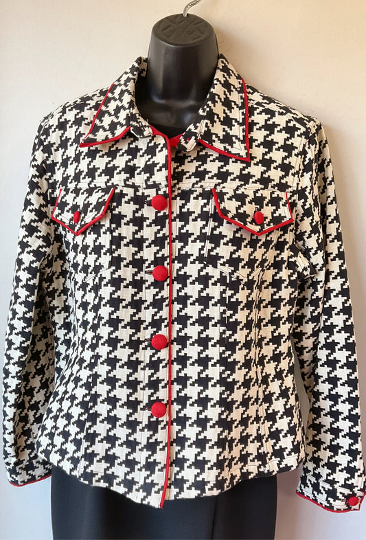 3 Sisters Size L Tan/black Houndstooth Jacket