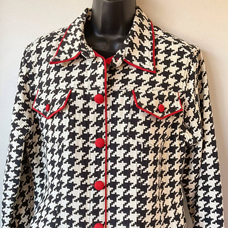 3 Sisters Tan/Black Houndstooth Pre-Owned Ladies Jacket - Size Large - Margaret’s Fine Consignment