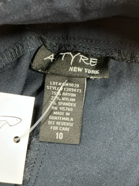 Attyre New York Navy Blue Pull-On Stretch Ankle Pants Size 10