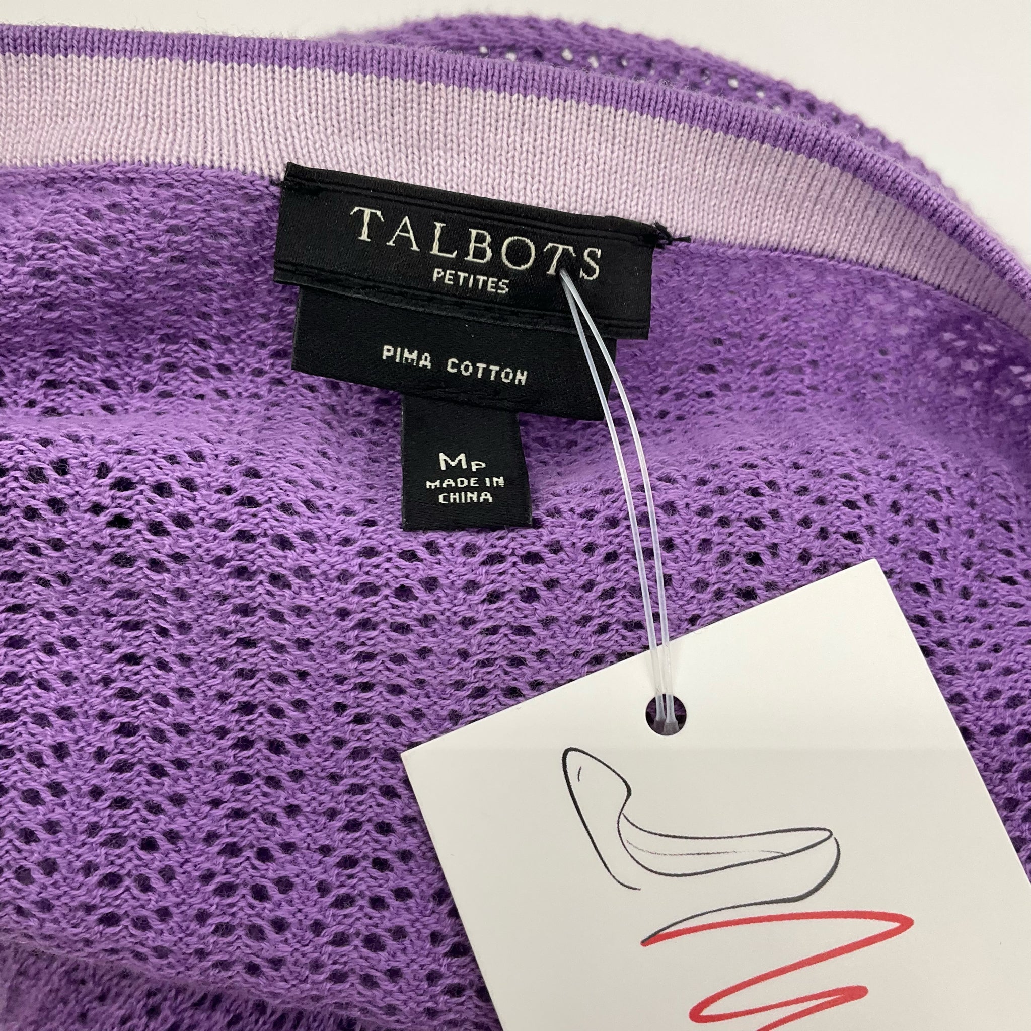 Talbots Lavender Mesh Top Size MP - label