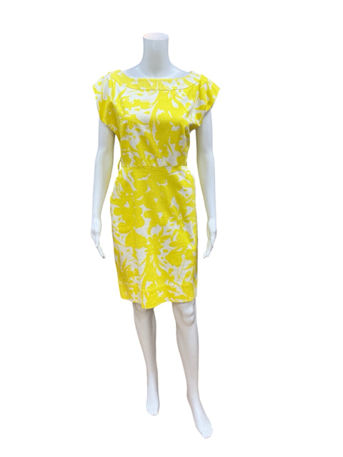 Shoshanna Size 12 White/yellow Print Dress