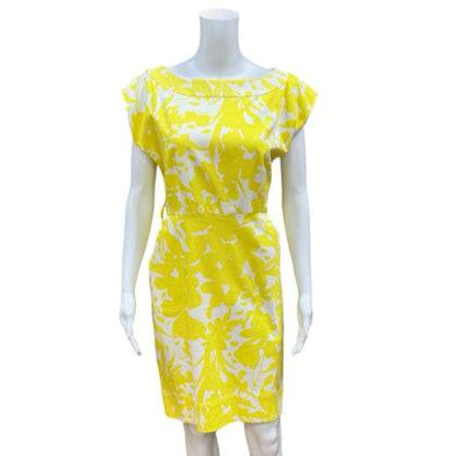 Shoshanna White/Yellow Print Ladies Pre-Owned Dress - Size 12 - Margaret’s Fine Consignment