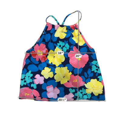 Sugar Lips Floral Ruffle Back Halter Tank Top Blouse Size Small