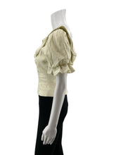Antonio Melani ecru Peplum Karter Ruffle Puff Sleeve Linen Blend Peplum Blouse Ecru Size 2 - Size 2