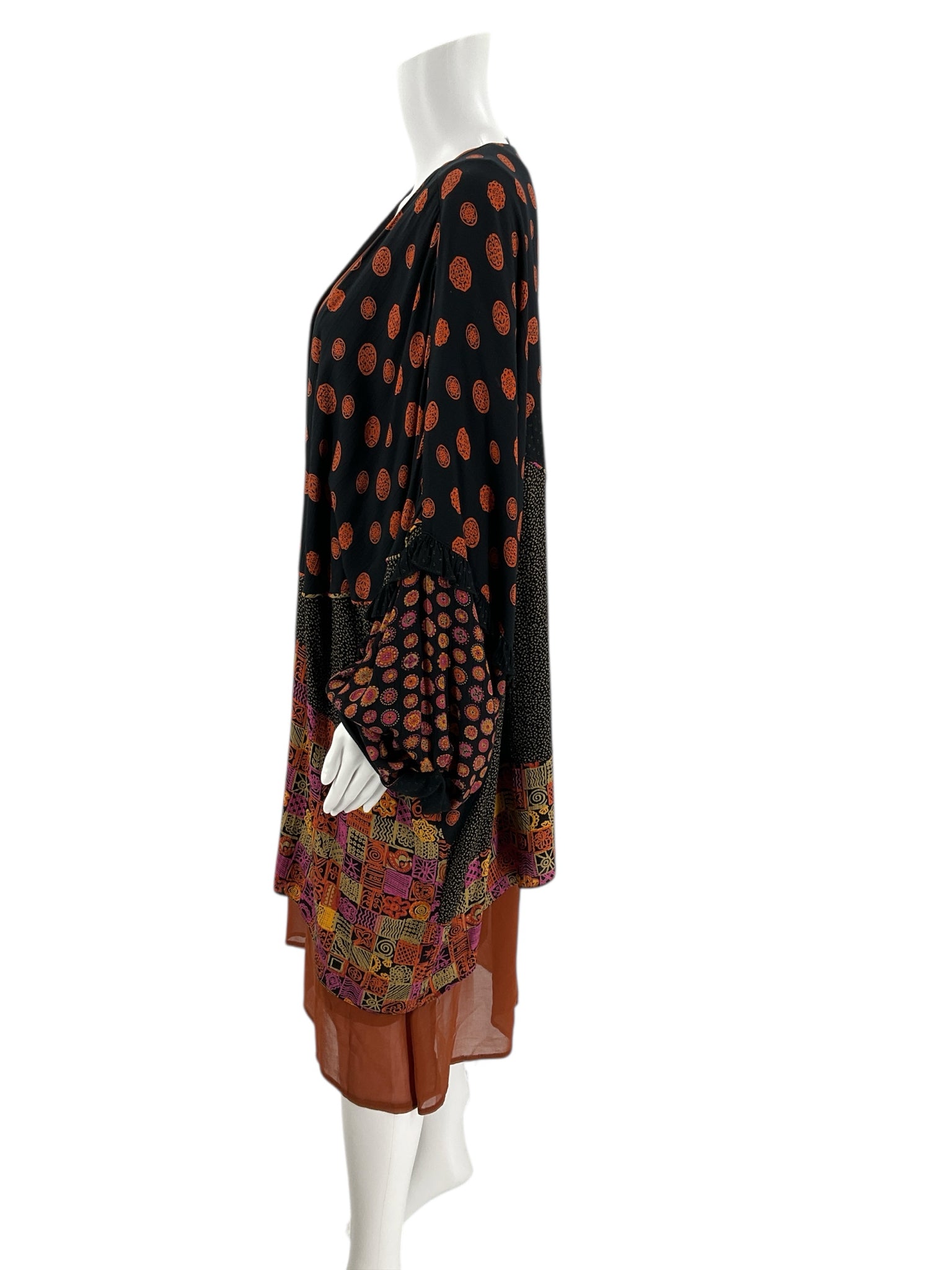 Black/Orange/Pink Print Pre-Owned Shrug - Size One Size Fits Most