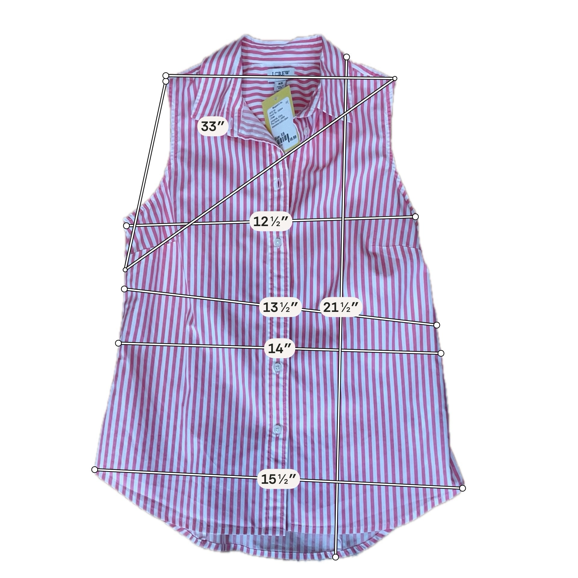 J. Crew Striped Sleeveless Button-Down Top Pink White XS
