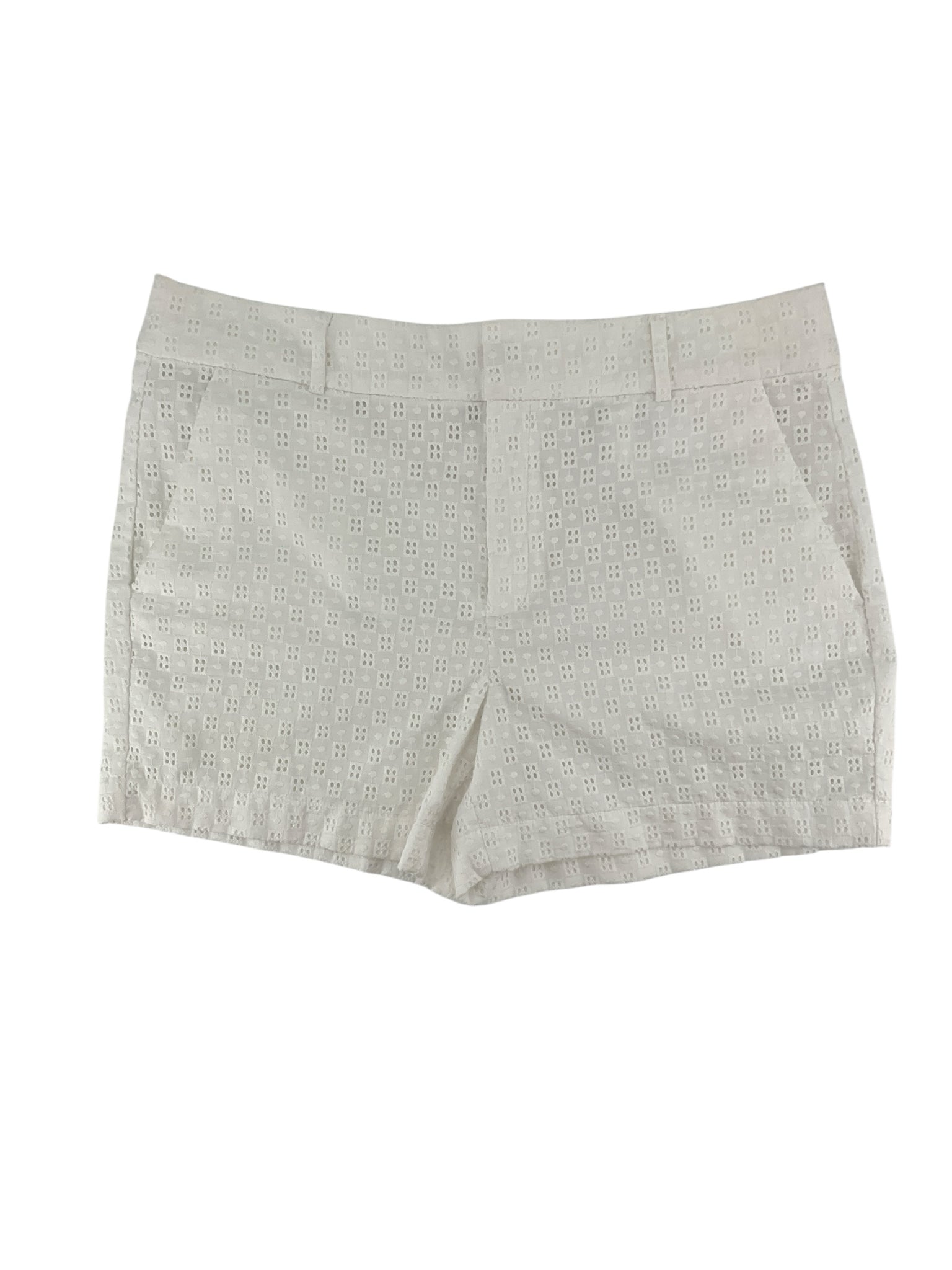 Banana Republic White Eyelet Shorts Size 10 Cotton Lined Scalloped Hem