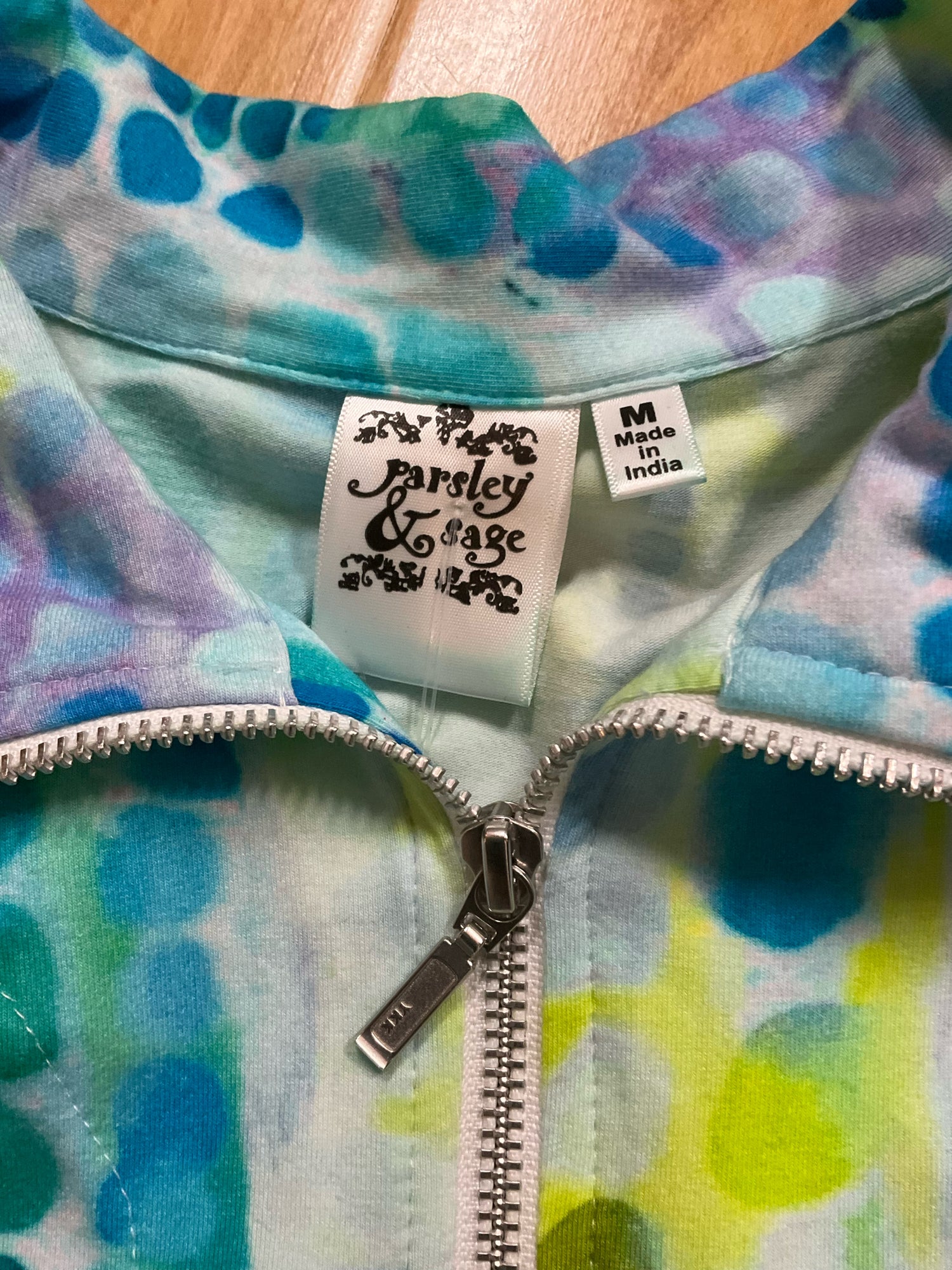 Parsley &amp; Sage Watercolor Dot Half-Zip Tunic Dress Size Medium