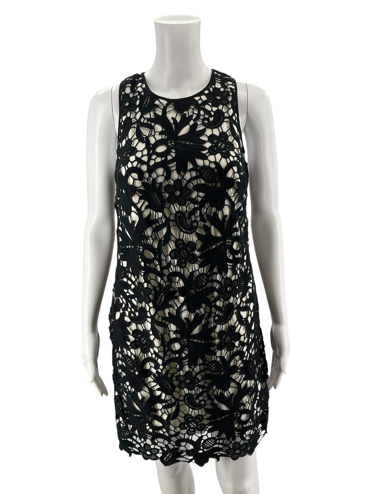 Banana Republic Black, White Embroidered Lace Sleeveless Sheath Dress Size 2 - ONLINE ONLY