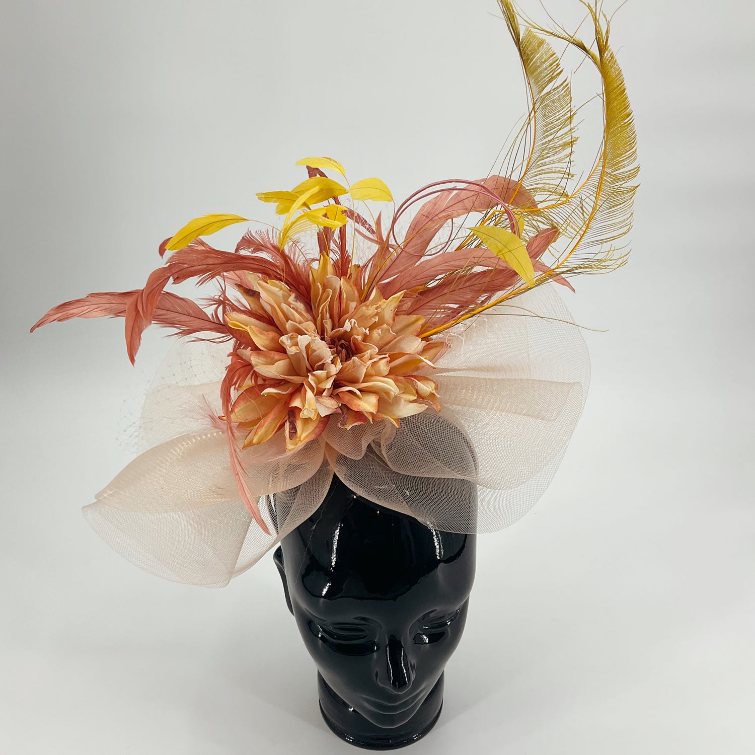 Dees Crafts Peach/Yellow Flowers Fascinator