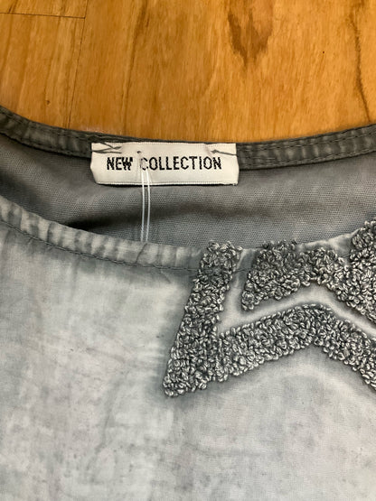 New Collection Italian Made Gray Star Appliqué Dolman Sleeve Top M/L