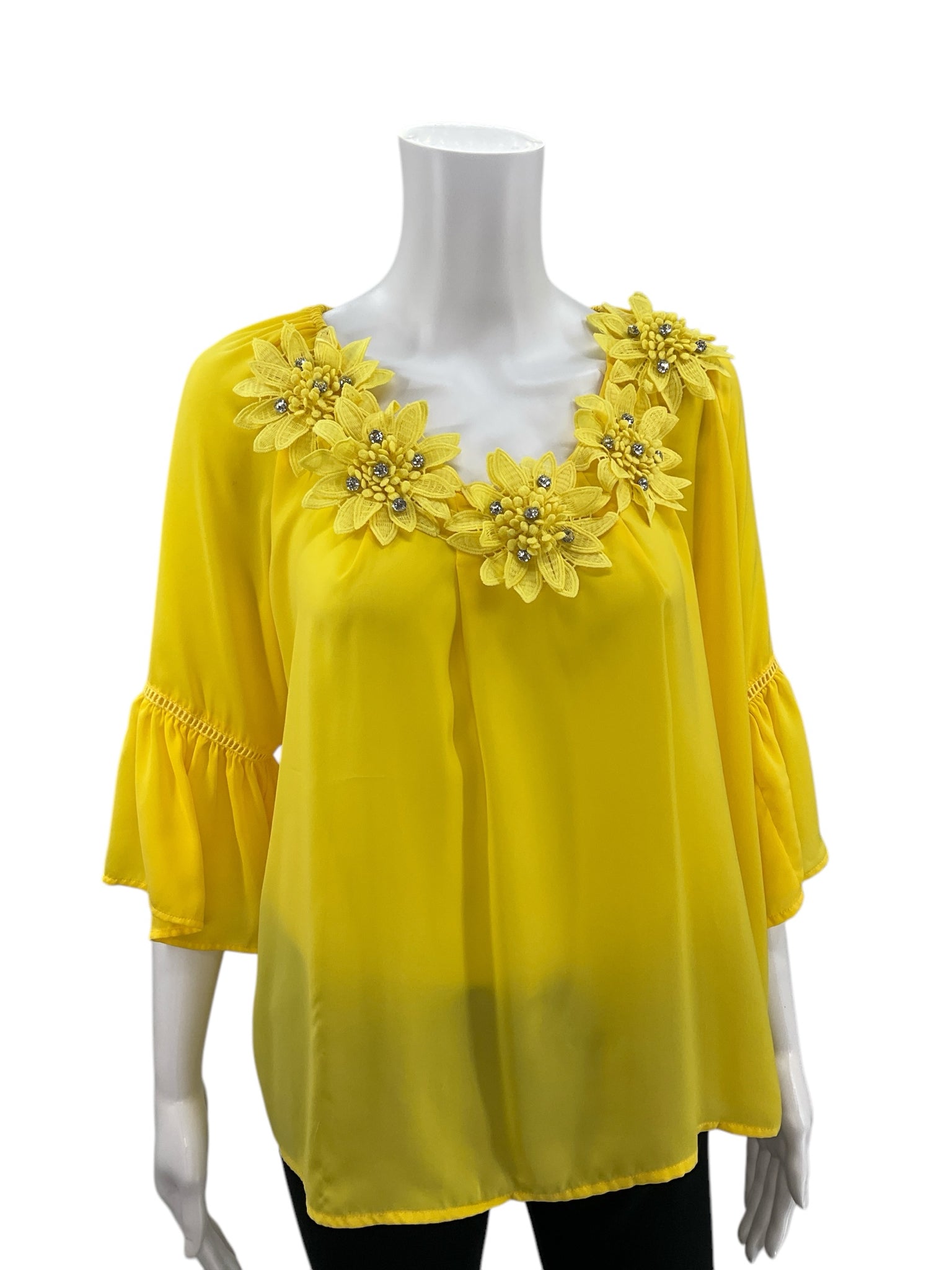 Hilary Radley Yellow Flowers Top Size S