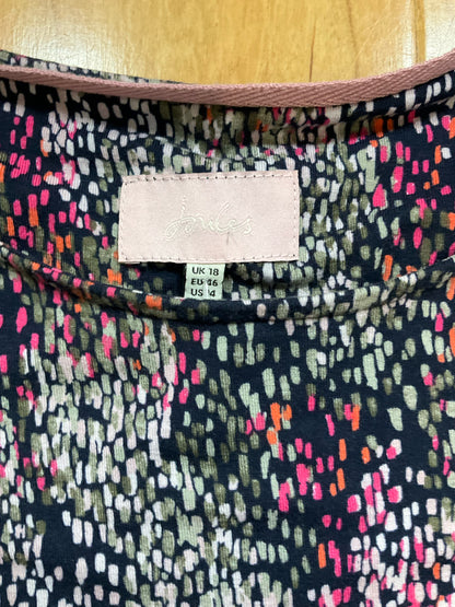 Joules Navy Abstract Print Swing Tunic Dress 3/4 Sleeve US 14