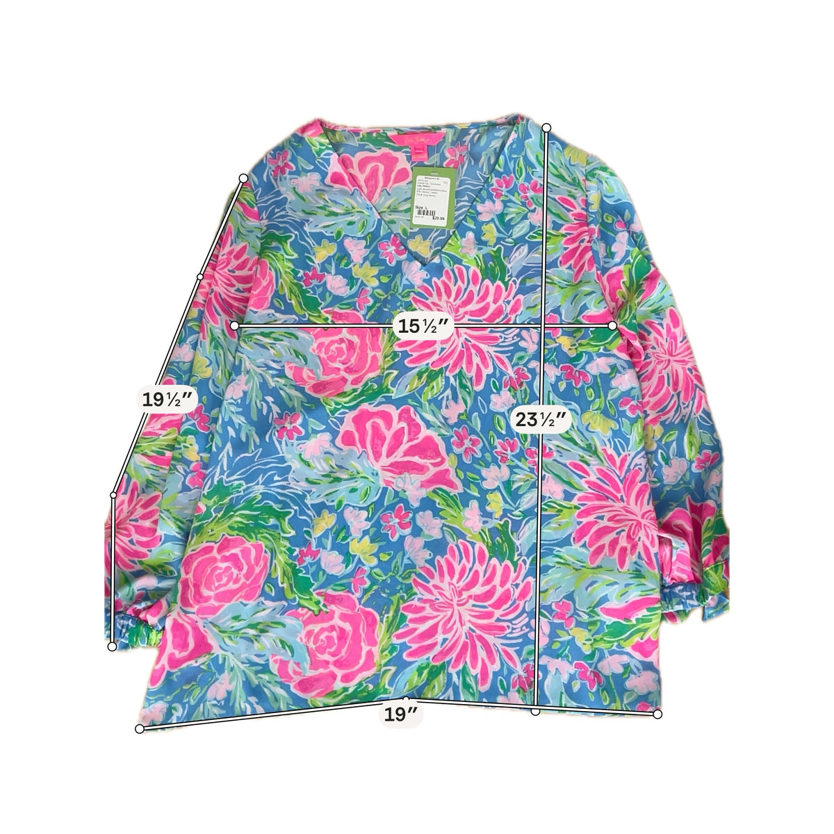 Lilly Pulitzer Elsa Top Multi Sink Or Swim Floral Blouse Size L - Downstairs