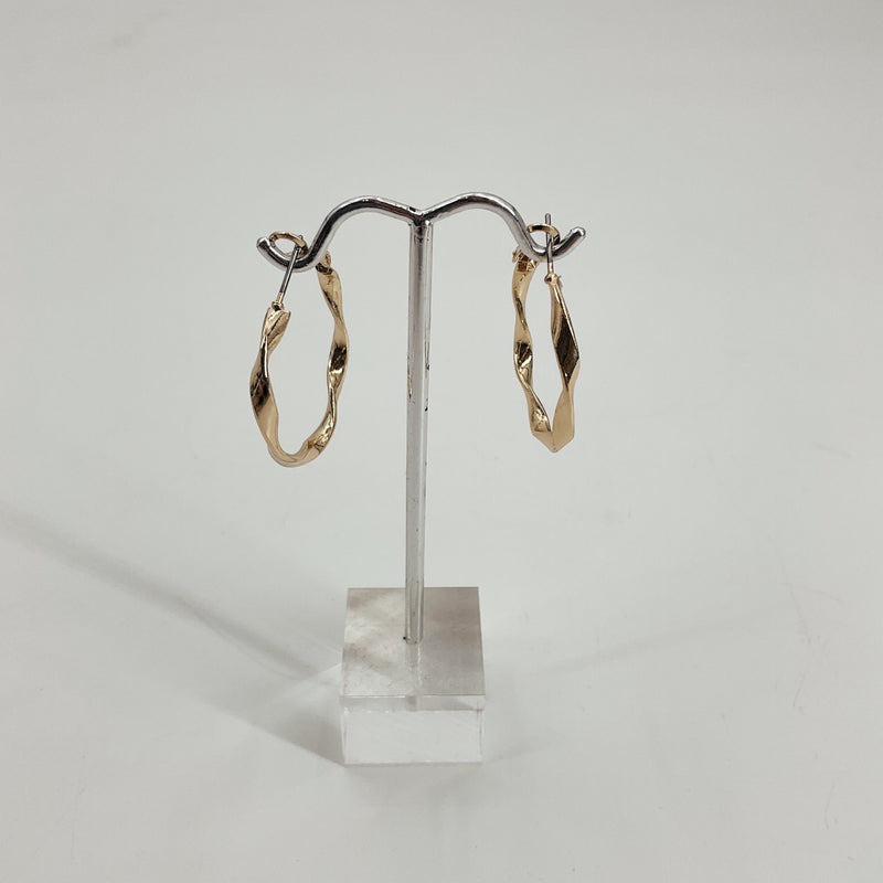 Pre-owned Gold-Tone Twisted Hoop Earrings - 1.75" Diameter
