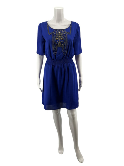 Gianni Bini "Muriel" Cobalt Blue Beaded Bib Dress Size Small - ONLINE ONLY