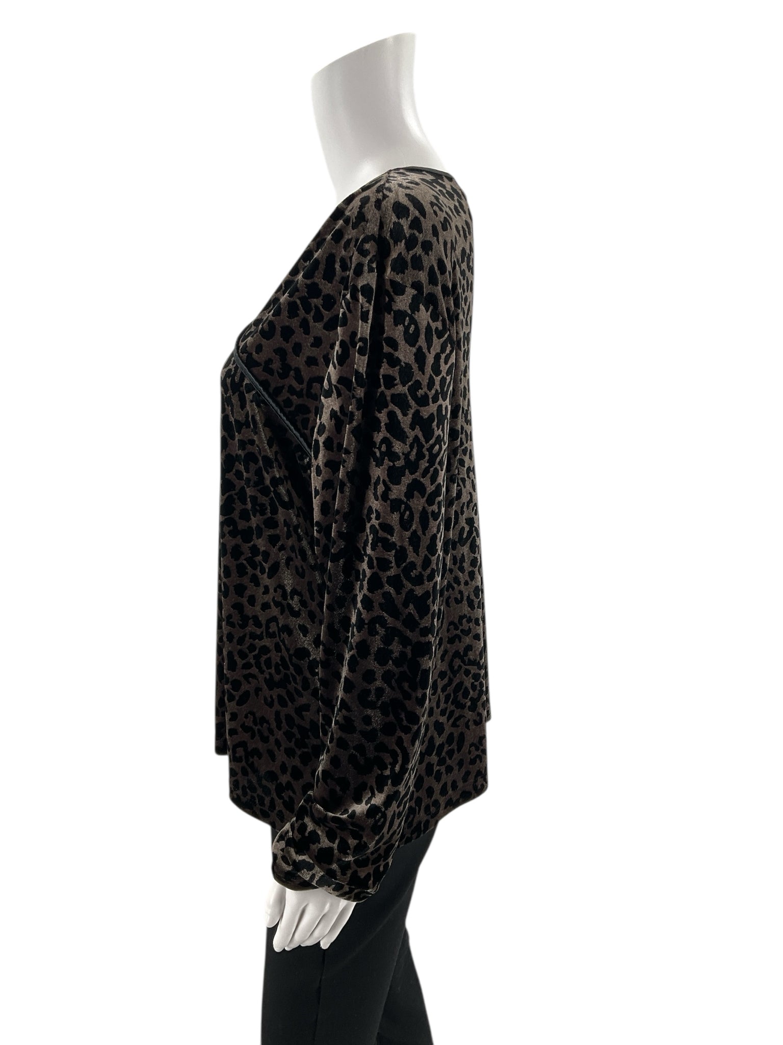 Worthington - brown/black Cheetah Pre-Owned Ladies Casual Top - Size XL