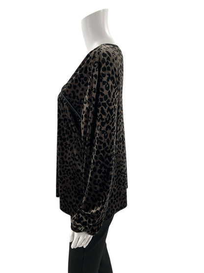Worthington - brown/black Cheetah Pre-Owned Ladies Casual Top - Size XL