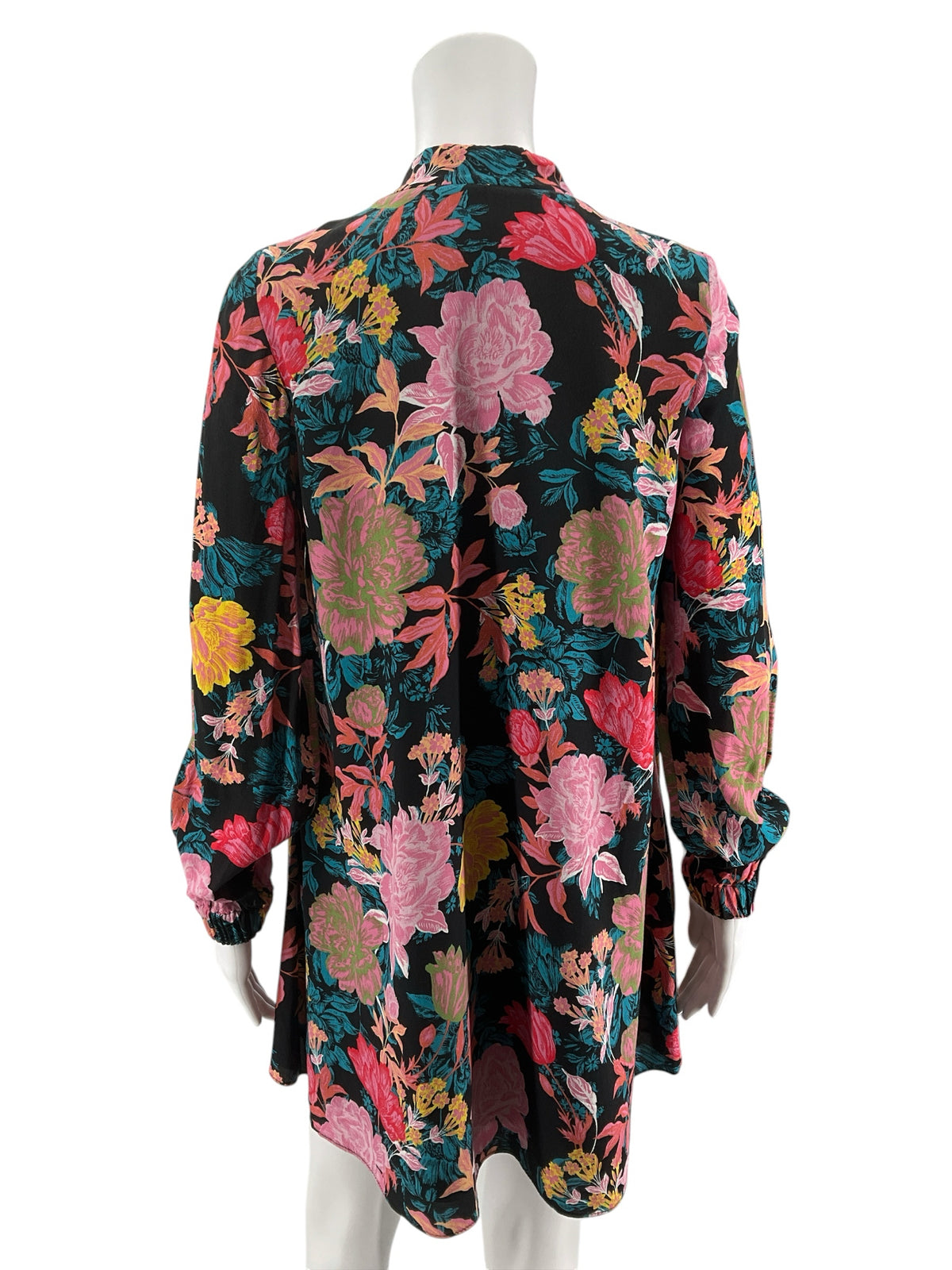 Zara Black Floral Print Long Sleeve Mini Dress Size XS