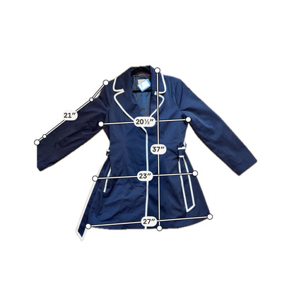 Banana Republic Navy Contrast Trim Piped Belted Wrap Jacket Coat Size XL