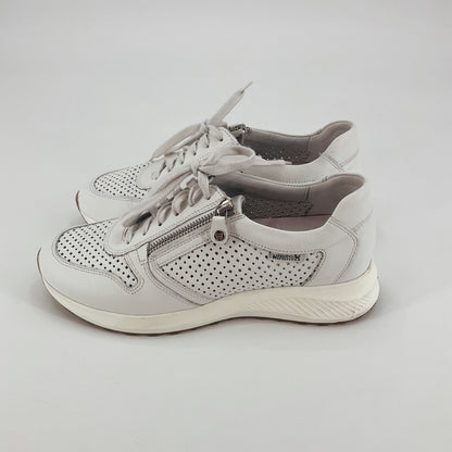 Mephisto Yael White Perforated Leather Side Zip Comfort Sneakers | Womens 8.5