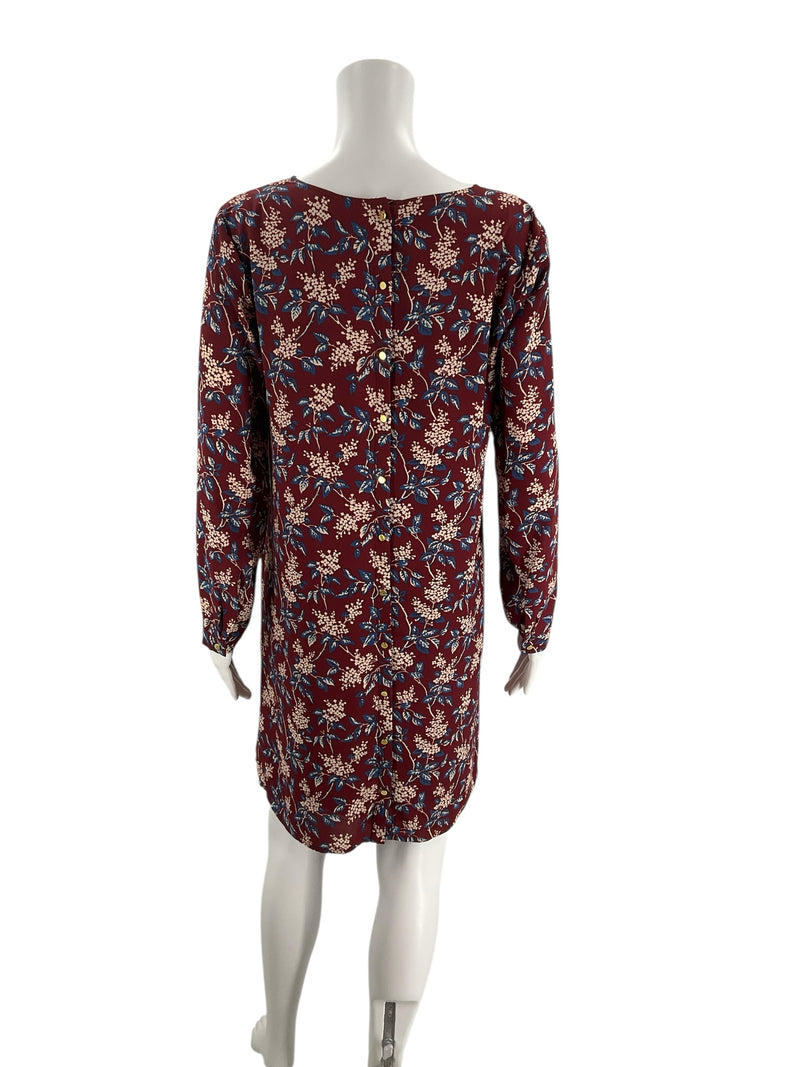 Madewell Maroon/Blue/Cream Floral Pre-Owned Ladies Dress - Size Small - Margaret’s Fine Consignment