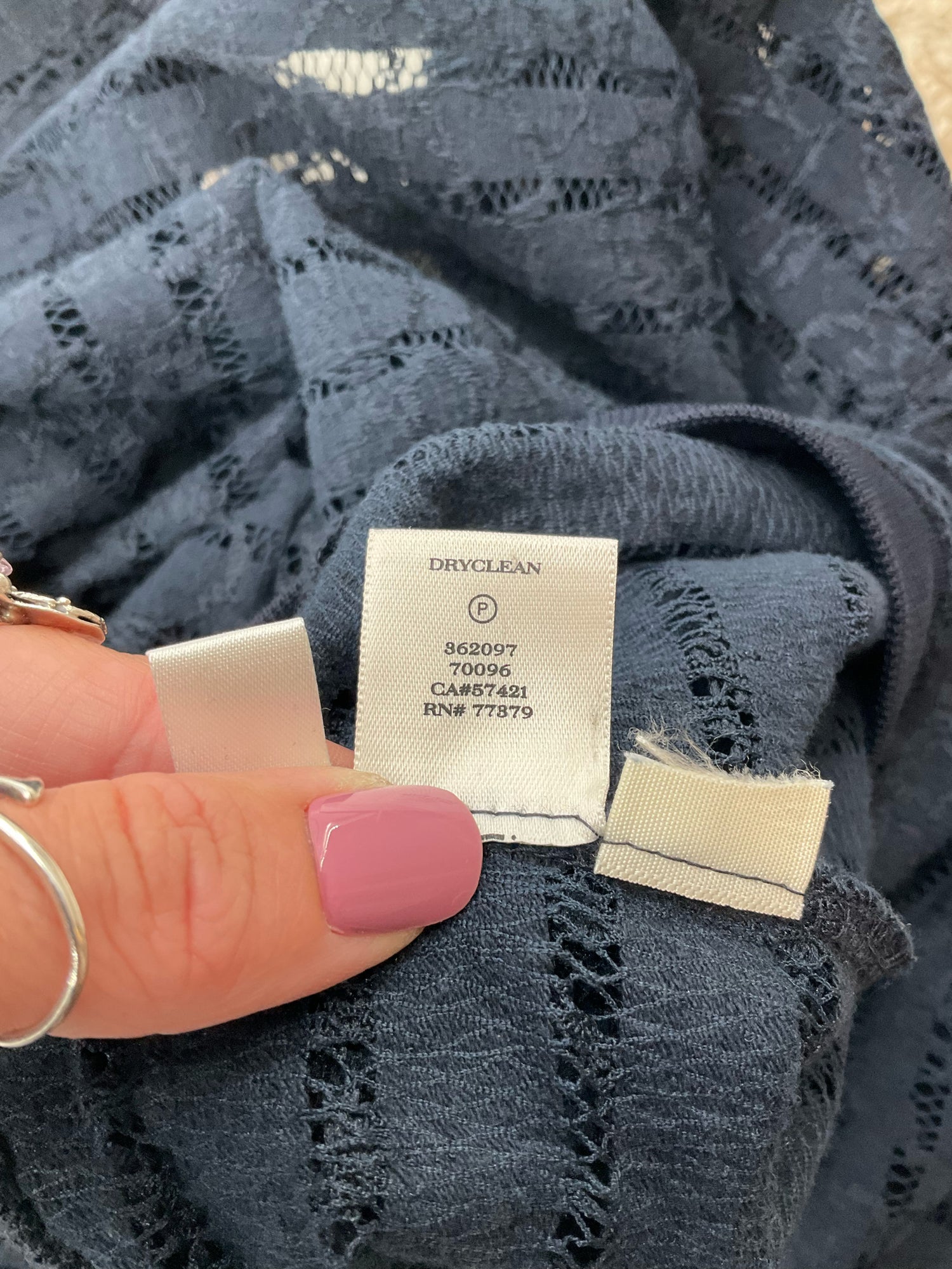 Ann Taylor Navy Lace Pre-Owned Ladies Top - Size Medium - Margaret’s Fine Consignment