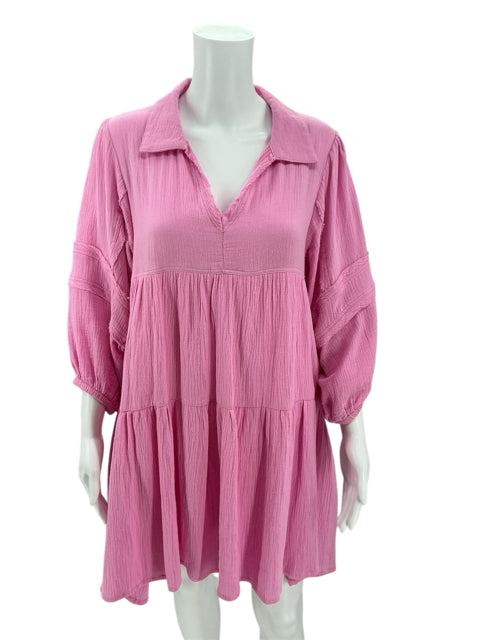 & Merci Pink Solid Dress Size Small