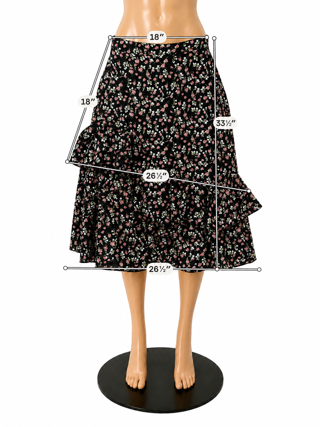 BTFBM Size M black/pink Floral Pre-Owned Ladies New With Tags Skirt - ONLINE ONLY