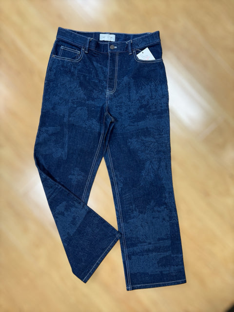 Lafayette 148 Size 8 Dark Blue Print Jeans