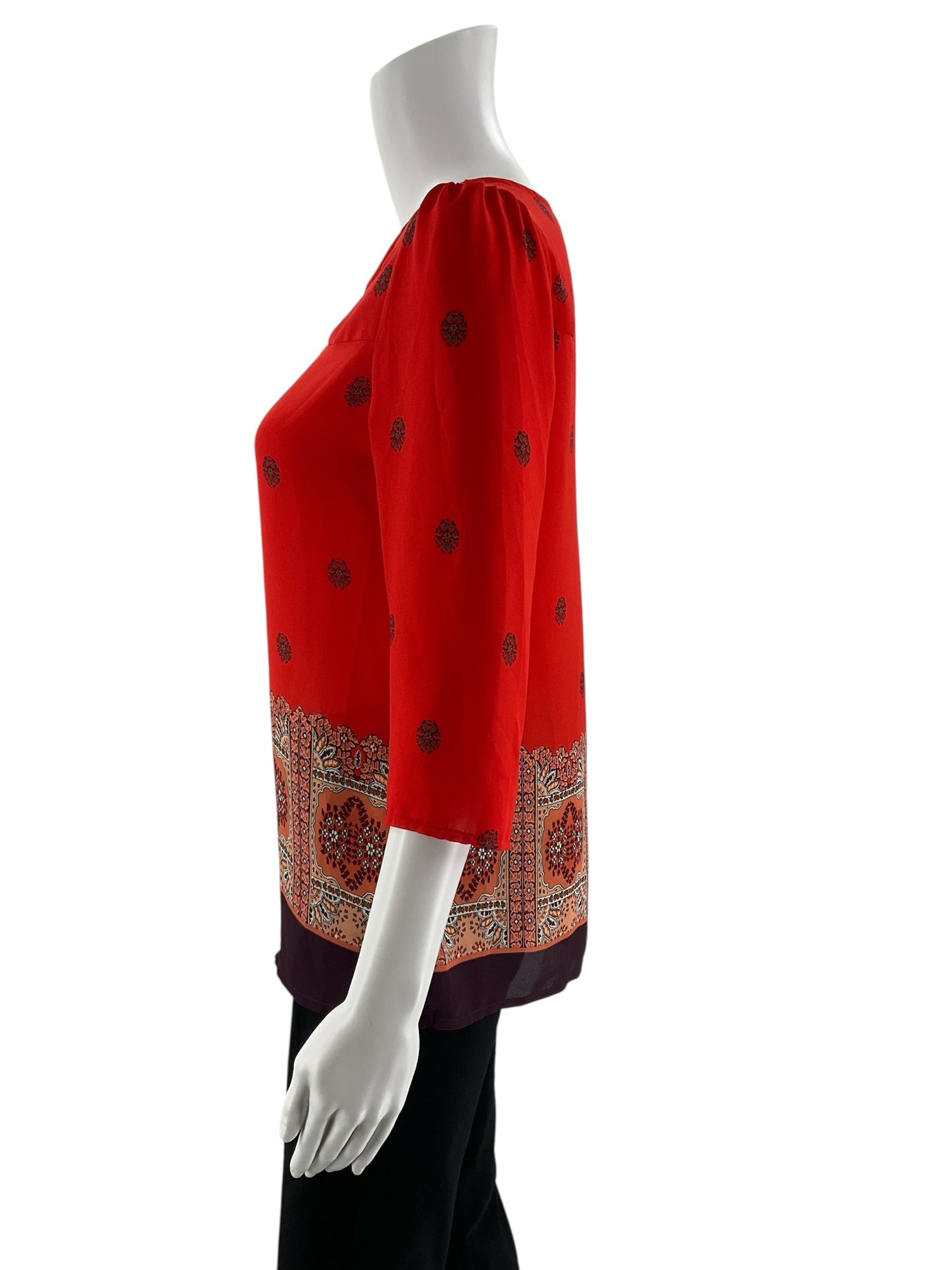 Maeve Red Print Pre-Owned Ladies Top - Size 4