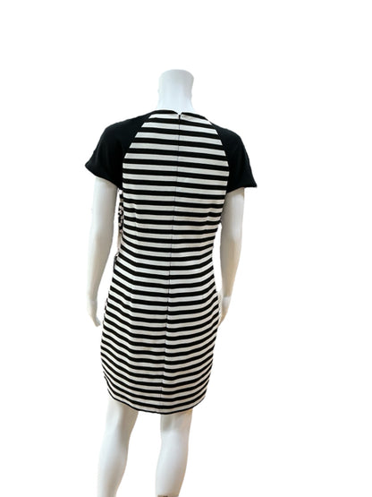 MK black/white Dress Michael Michael Kors Black &amp; White Striped Raglan Sleeve Shift Dress Size 6 - Size 6