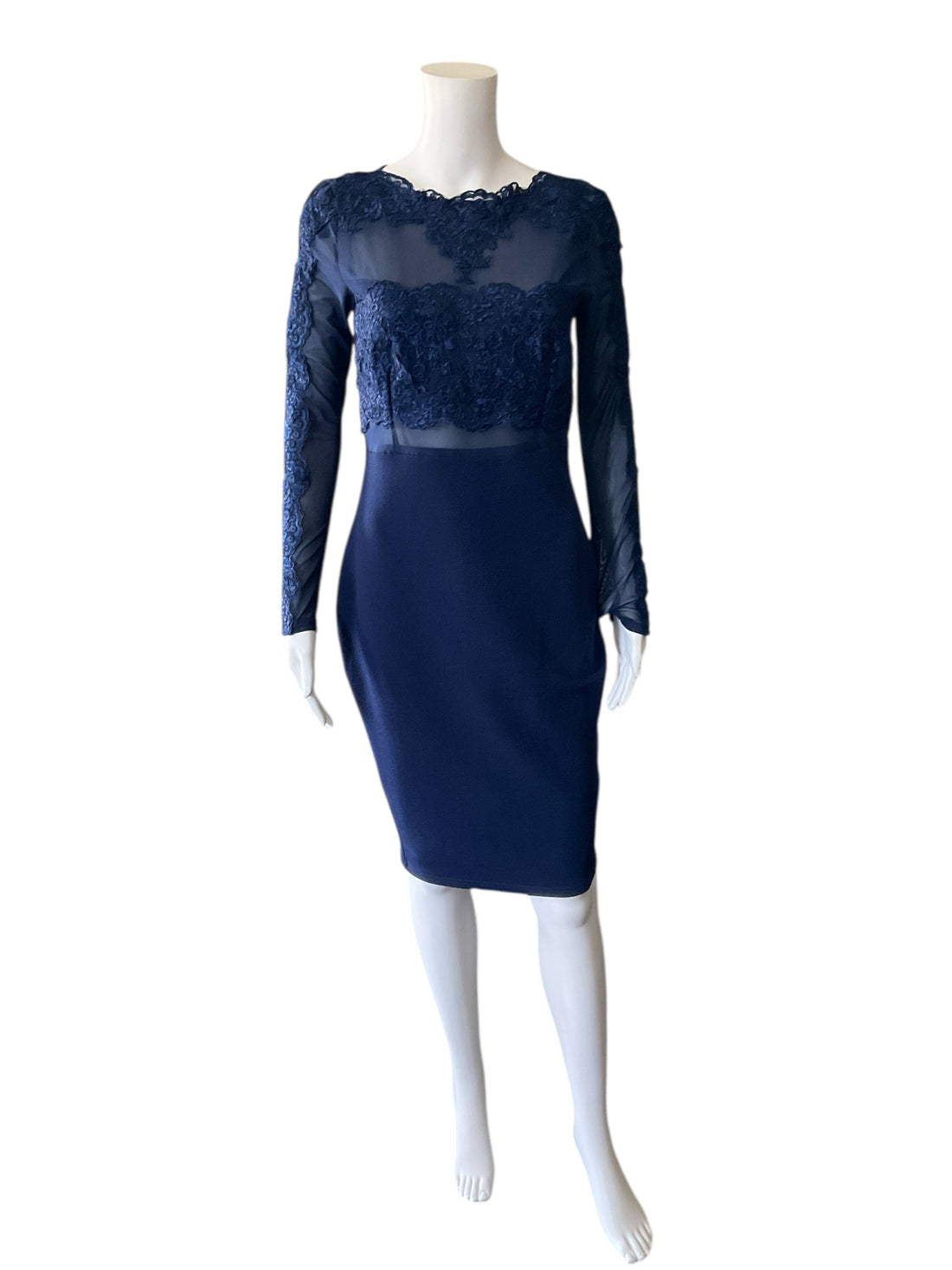 AX Paris Navy Lace Pre-Owned Ladies New with Tags Dress - Size 12