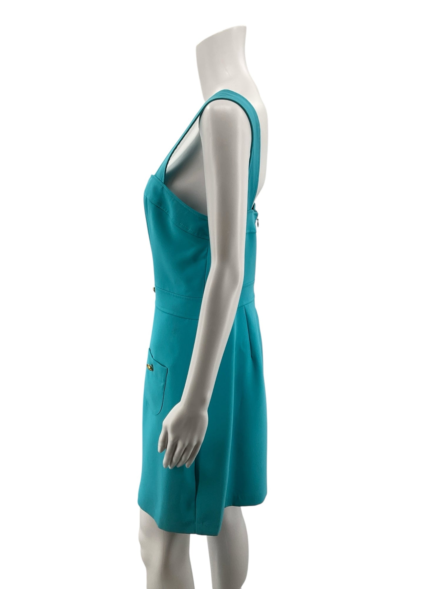 Amanda Uprichard Turquoise Crest Button-Front Mini Dress Size Large