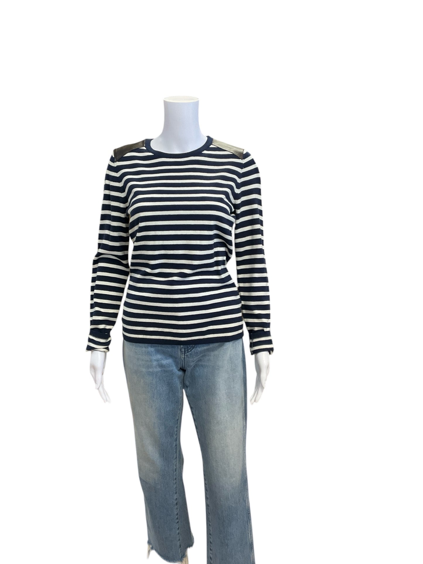 J. Mclaughlin Size S navy/cream Stripe Pre-Owned Ladies Casual Top