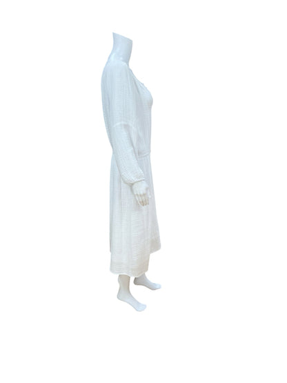 Félicité White Textured Cotton Gauze Midi Dress Size 4 - ONLINE ONLY