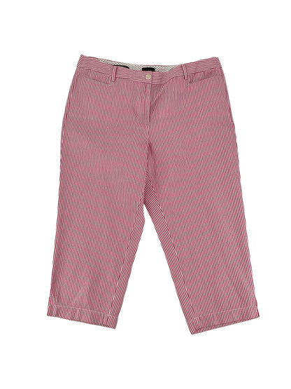 Talbots Pink &amp;amp; White Seersucker Stripe Side-Tab Crop Pants Size 16