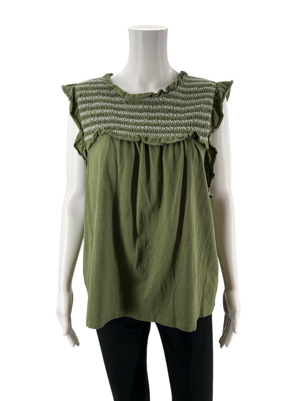J Crew Olive Solid Pre-Owned Ladies Top - Size XL