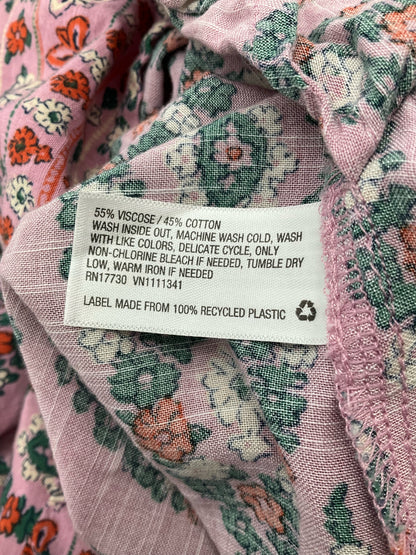 Knox Rose purple/green/orange/pink 3/4 Sleeve Floral Boho Midi Dress Tie Waist 3/4 Sleeve Small - Size S
