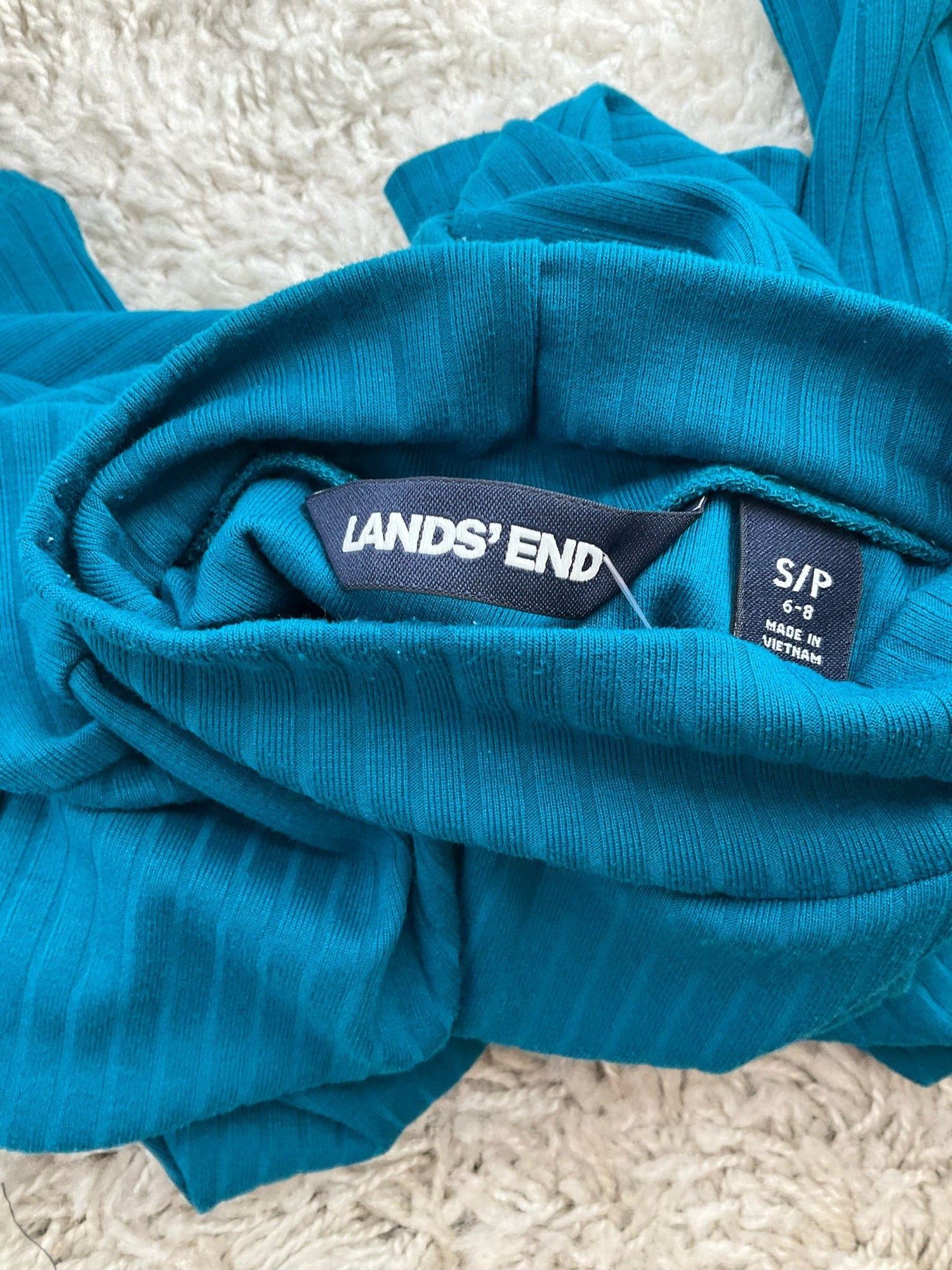Lands End Turquoise Ribbed Pre-Owned Ladies Top - Size Small Petite - Margaret’s Fine Consignment
