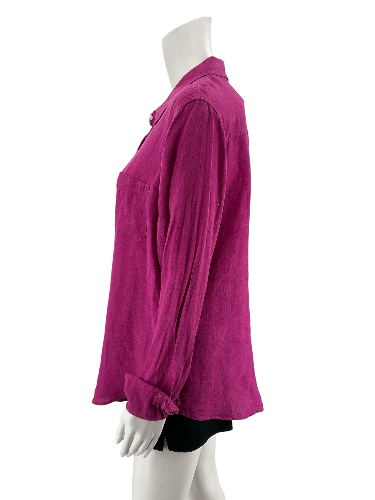 Lilly Pulitzer Sea View Fuchsia Pink Linen Button Down Top Size Large