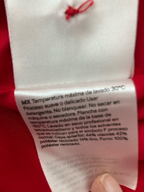 H&amp;amp;M Red Linen-Blend Ruffle Hem Mini Dress Size XS - ONLINE ONLY