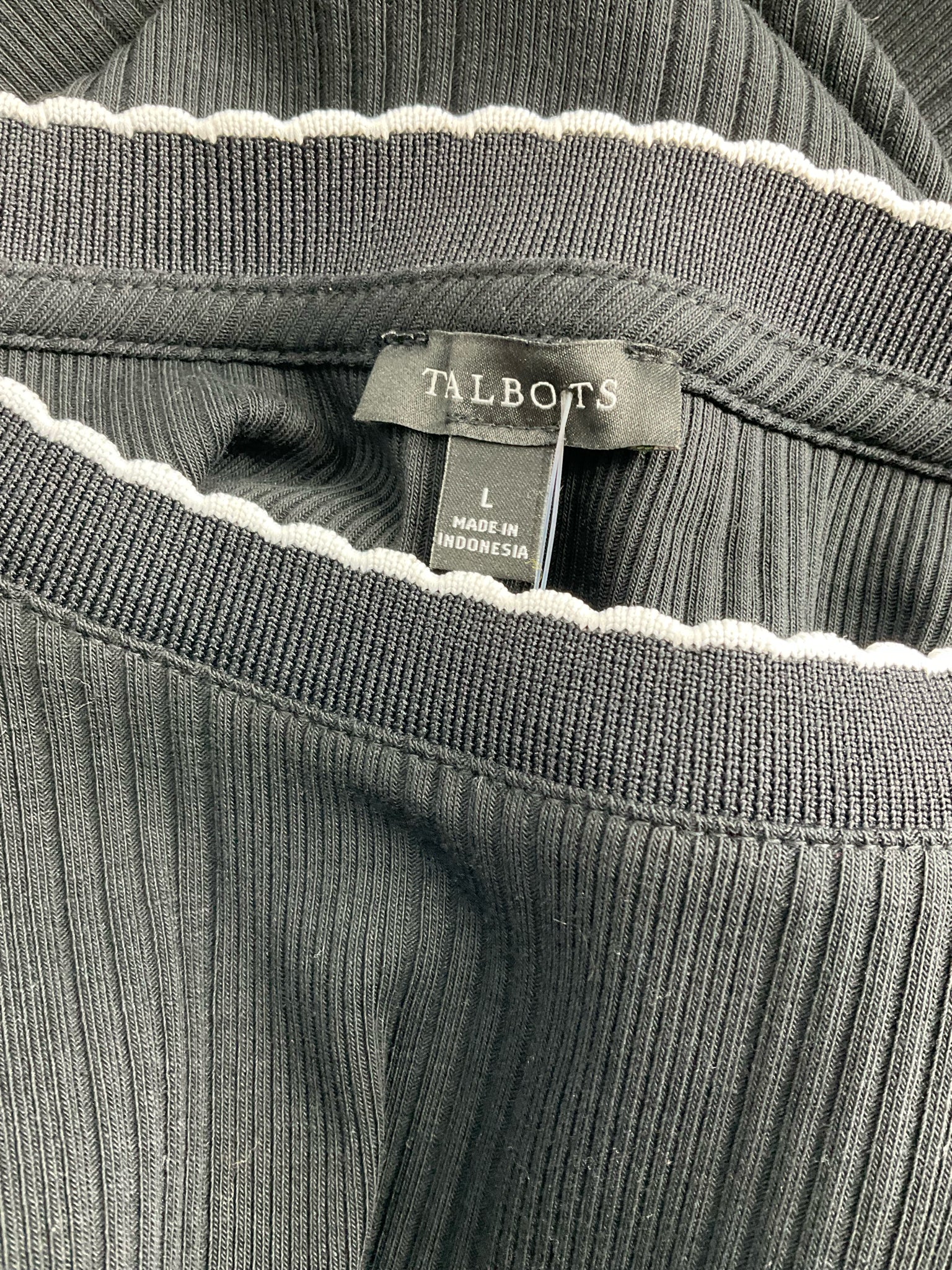 Talbots - Black Ribbed Pre-Owned Ladies Casual Top - Size Large